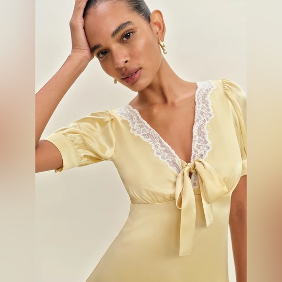 Reformation Avin Silk Dress in Blonde. Brand new without tags, never worn. - Picture 4 of 8